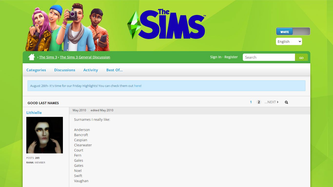 Good Last Names - Page 2 — The Sims Forums